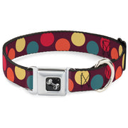 Dog Bone Seatbelt Buckle Collar - Big Dots Purple/Multi Pastel