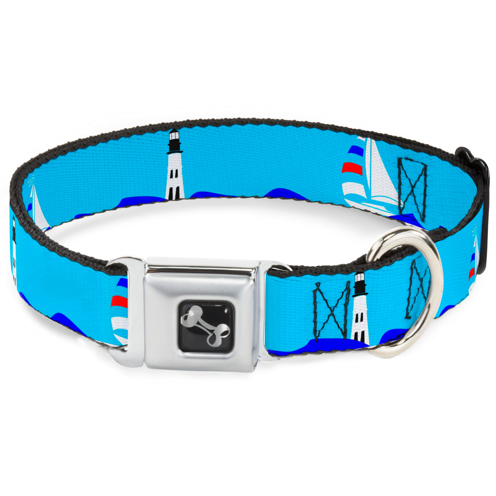 Dog Bone Seatbelt Buckle Collar - Boats on the Water