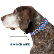 Dog Bone Seatbelt Buckle Collar - Checker Baby Pink/Baby Blue