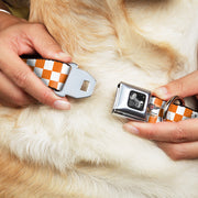 Dog Bone Seatbelt Buckle Collar - Checker White/TN Orange