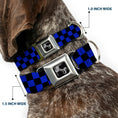 Load image into Gallery viewer, Dog Bone Seatbelt Buckle Collar - Checker Black/Neon Blue
