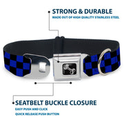 Dog Bone Seatbelt Buckle Collar - Checker Black/Neon Blue