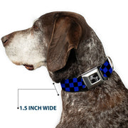 Dog Bone Seatbelt Buckle Collar - Checker Black/Neon Blue