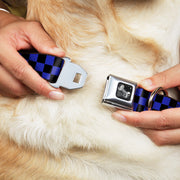 Dog Bone Seatbelt Buckle Collar - Checker Black/Neon Blue