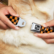 Dog Bone Seatbelt Buckle Collar - Checker Black/Neon Orange