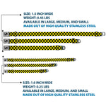 Dog Bone Seatbelt Buckle Collar - Checker Black/Neon Yellow