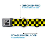 Dog Bone Seatbelt Buckle Collar - Checker Black/Neon Yellow