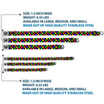 Dog Bone Seatbelt Buckle Collar - Checker Black/Multi Neon