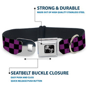 Dog Bone Seatbelt Buckle Collar - Checker Black/Purple