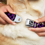 Dog Bone Seatbelt Buckle Collar - Checker Black/Purple