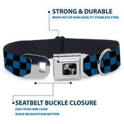Dog Bone Seatbelt Buckle Collar - Checker Black/Turquoise