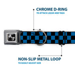 Dog Bone Seatbelt Buckle Collar - Checker Black/Turquoise
