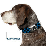 Dog Bone Seatbelt Buckle Collar - Checker Black/Turquoise