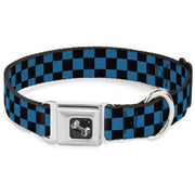 Dog Bone Seatbelt Buckle Collar - Checker Black/Turquoise