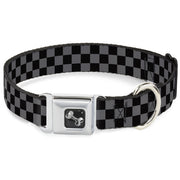Dog Bone Seatbelt Buckle Collar - Checker Black/Gray