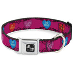 Dog Bone Seatbelt Buckle Collar - Candy Hearts
