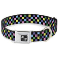 Load image into Gallery viewer, Dog Bone Seatbelt Buckle Collar - Checker Black/Multi Pastel

