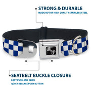 Dog Bone Seatbelt Buckle Collar - Checker BlueKU/White