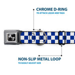 Dog Bone Seatbelt Buckle Collar - Checker BlueKU/White