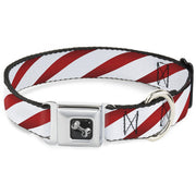 Dog Bone Seatbelt Buckle Collar - Candy Cane