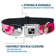 Dog Bone Seatbelt Buckle Collar - Camo Pink