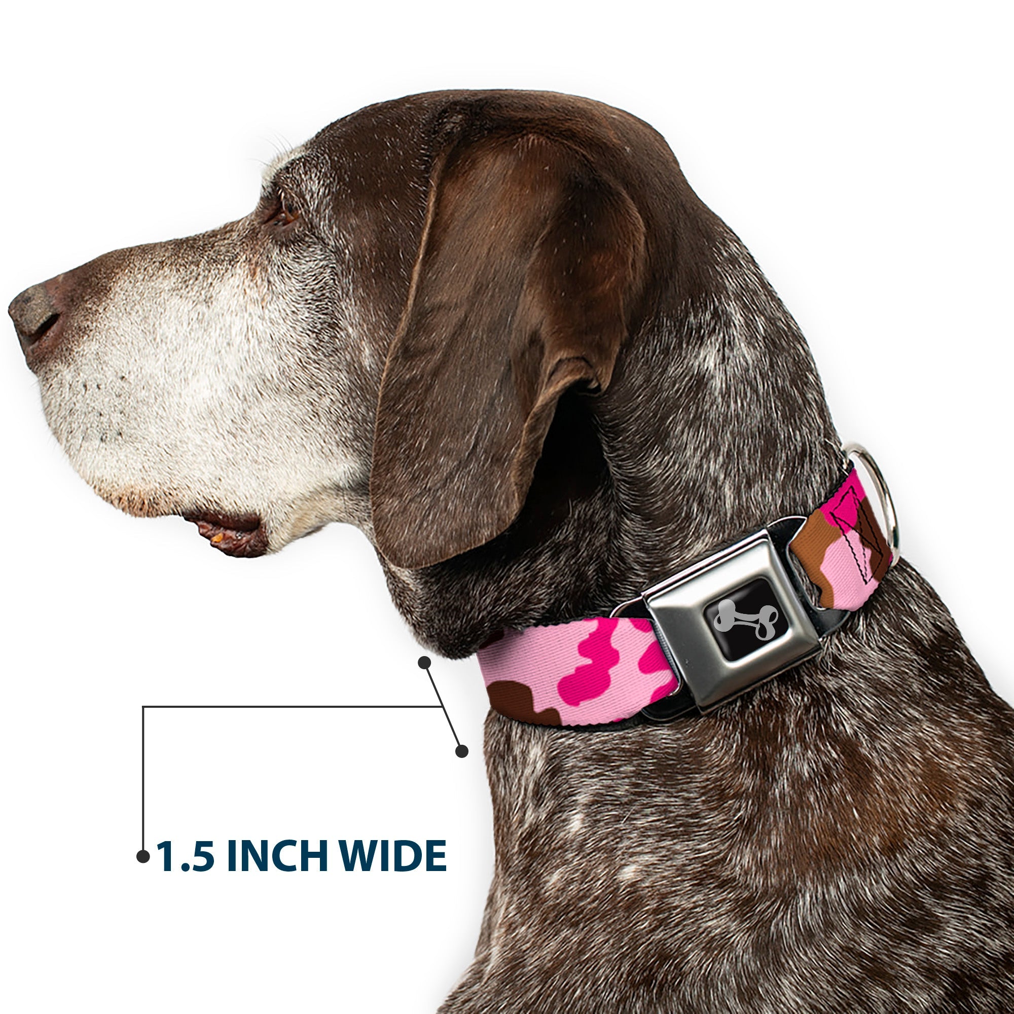 Dog Bone Seatbelt Buckle Collar - Camo Pink