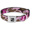 Load image into Gallery viewer, Dog Bone Seatbelt Buckle Collar - Camo Pink
