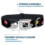 Dog Bone Seatbelt Buckle Collar - Cupcake Sprinkles Black/Multi Color