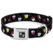 Dog Bone Seatbelt Buckle Collar - Cupcake Sprinkles Black/Multi Color