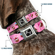 Dog Bone Seatbelt Buckle Collar - Cupcake Swirls Pink/Multi Color