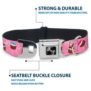Dog Bone Seatbelt Buckle Collar - Cupcake Swirls Pink/Multi Color