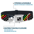 Load image into Gallery viewer, Dog Bone Seatbelt Buckle Collar - Checker Stripe Black/Gray/Rasta
