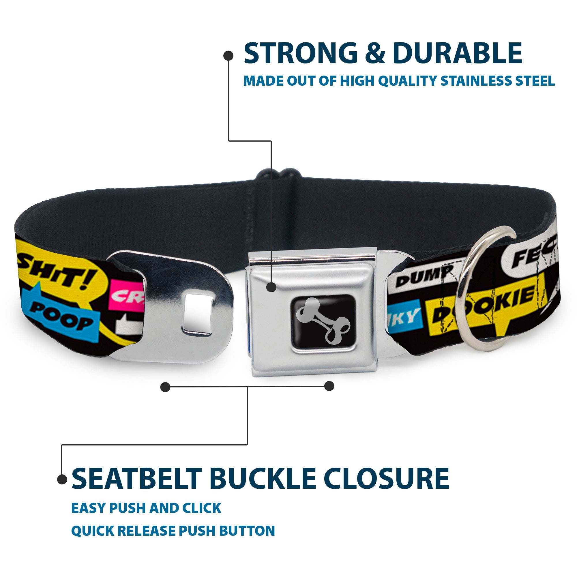 Buckle-Down Seatbelt Buckle Dog Collar - Crap Bubbles