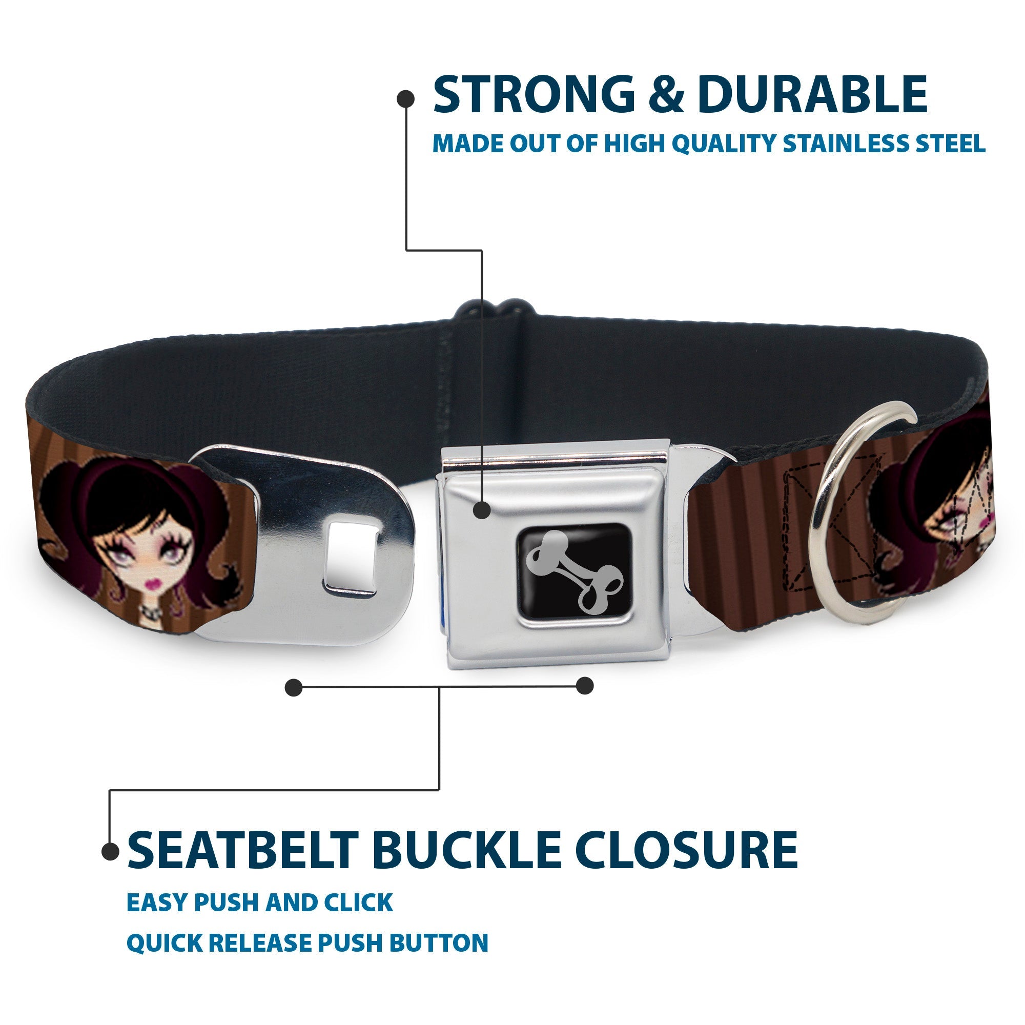Dog Bone Seatbelt Buckle Collar - Cutesy Girl