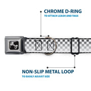 Dog Bone Seatbelt Buckle Collar - Checker Black/White Fade Out