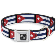 Dog Bone Seatbelt Buckle Collar - Cuba Flags
