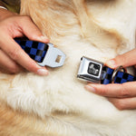 Dog Bone Seatbelt Buckle Collar - Checker Black/Royal 288C