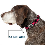Dog Bone Seatbelt Buckle Collar - Checker Black/Honeysuckle Red