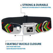 Dog Bone Seatbelt Buckle Collar - Chevron Weave Black/Rasta