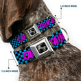 Load image into Gallery viewer, Dog Bone Seatbelt Buckle Collar - CAPTAIN AWESOME Turquoise Checker/Fuchsia
