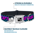 Dog Bone Seatbelt Buckle Collar - CAPTAIN AWESOME Turquoise Checker/Fuchsia