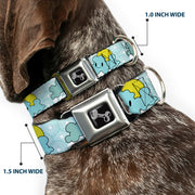 Dog Bone Seatbelt Buckle Collar - Cloudy Skies Rain Clouds White/Blues