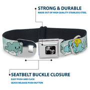 Dog Bone Seatbelt Buckle Collar - Cloudy Skies Rain Clouds White/Blues