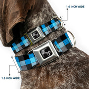 Dog Bone Seatbelt Buckle Collar - Checker Mosaic Blue
