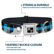Dog Bone Seatbelt Buckle Collar - Checker Mosaic Blue