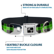 Dog Bone Seatbelt Buckle Collar - Checker Mosaic Green