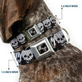 Load image into Gallery viewer, Dog Bone Seatbelt Buckle Collar - Checker & Stripe Skulls Black/White/Gray
