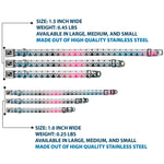 Dog Bone Seatbelt Buckle Collar - Checker & Stripe Skulls Gradient Blue/Fuchsia