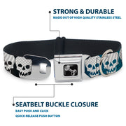 Dog Bone Seatbelt Buckle Collar - Checker & Stripe Skulls Gradient Blue/Fuchsia