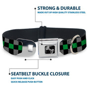 Dog Bone Seatbelt Buckle Collar - Checker Black/Gray/1 Green